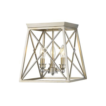 Z-Lite Trestle 3 Light Flush Mount, Antique Silver 447F11-AS